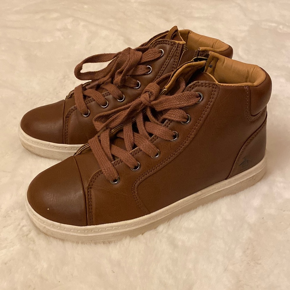Original Penguin brown boys zip ankle boot